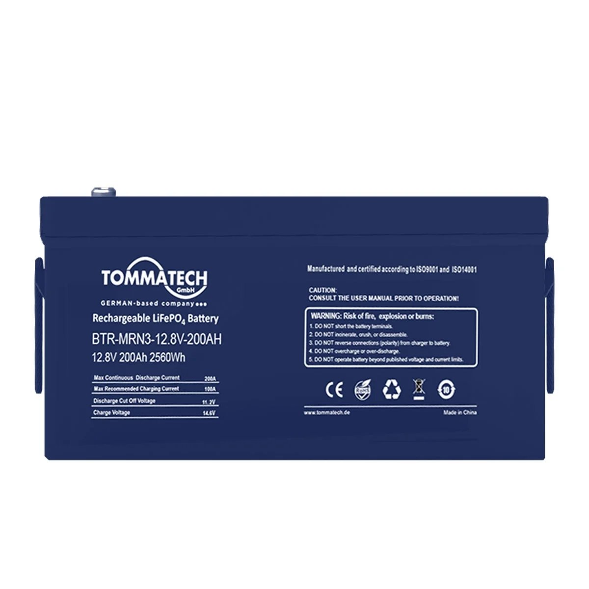 TommaTech ABS+PC Kasa 12.8V-200Ah Marine Batarya